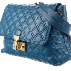 Marc Jacobs Quilted Shoulder Bag blue leather quilted shoulder bag with gold